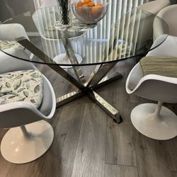 56” Round Glass Dining Table