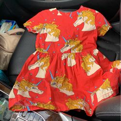 Mini Rodini Red Unicorn Dress Preowned 