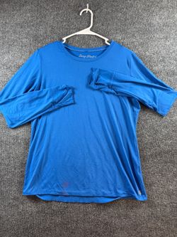 Easy Stretch Blue Long Sleeve Shirt, Size Medium, Made in Dominican Republic