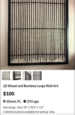 Large Wood and Bamboo Wall Art