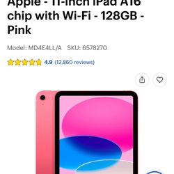 iPad A16 128 GB Blue New Unopened Box