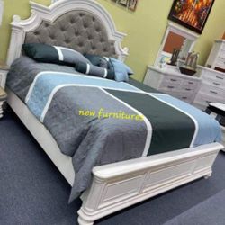 4 Pcs Bedroom Set Queen or King Bed Dresser Nightstand Mirror Chest Options 