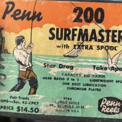 Vintage Retro Penn Surfmaster Fishing Reel With a Bakelite Handle.