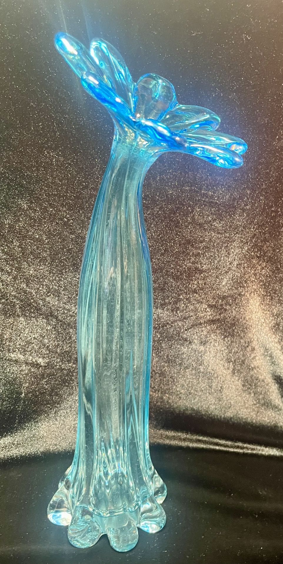 ITALIAN BLUE GLASS BELLISIMA PETAL VASE