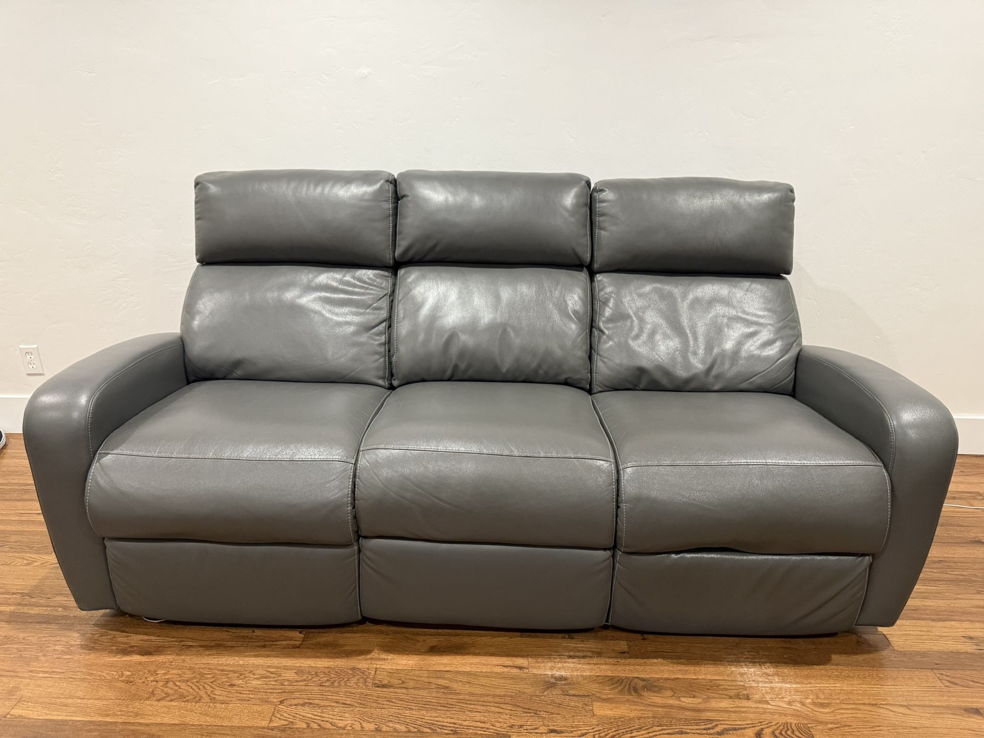 Gray Leather Sofa and Loveseat