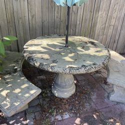 Concrete Bench Cherry Table