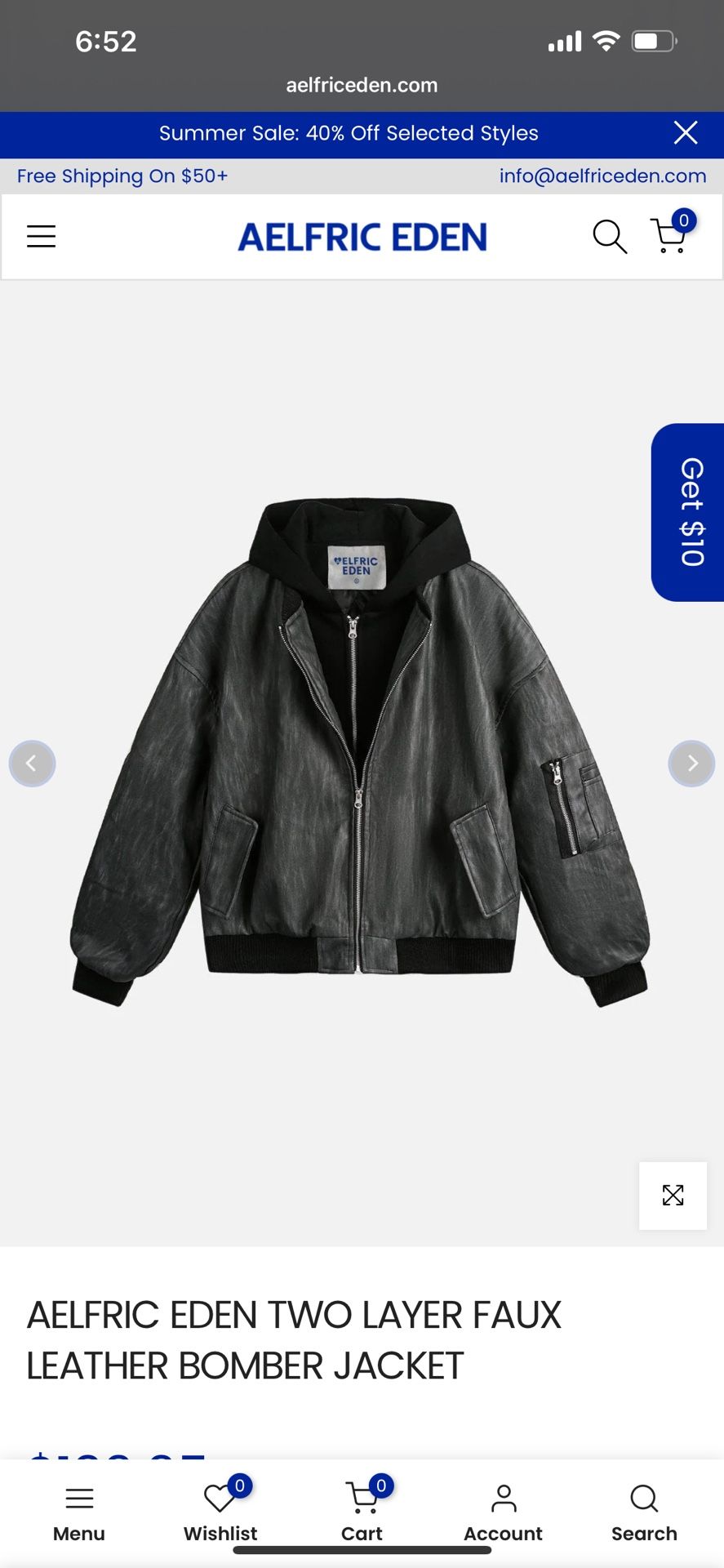 AELFRIC EDEN TWO LAYER FAUX LEATHER BOMBER JACKET