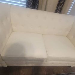Two Seater White Chesterfield Loveseat Couch -Excellent Condition