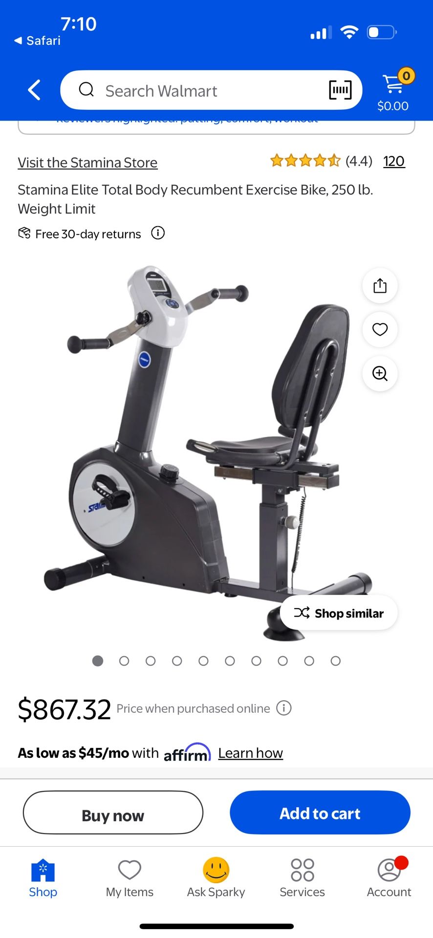 Stationary Bike -normally $800 Selling For $50
