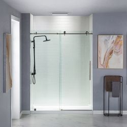 MBSDC6076-B Frameless Shower Doors 56-60" Width x 76"Height with 3/8"(10mm) Clear Tempered Glass in Brushed Nickel Finish