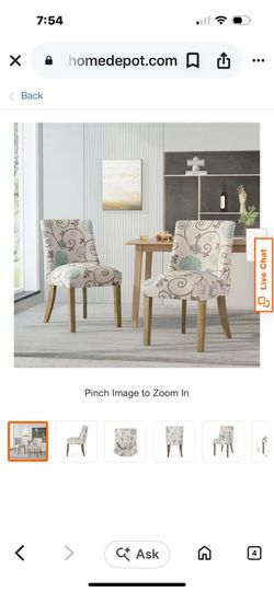 Set of 2 Floral Upholstered Dining Chairs