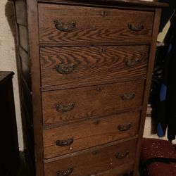 Antique Tall Oak Dresser