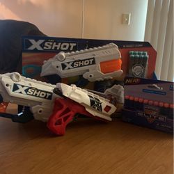 3 Nerf Guns And Pack Of Nerf Darts