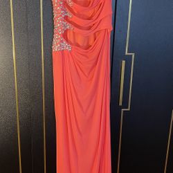 Strapless Coral Prom Dress- SIZE 3/4 (see all pictures & read description)