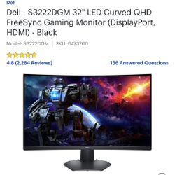 Dell Monitor S3222DGM Gaming monitor LED Curved QHD