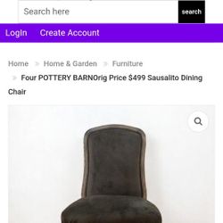 Four POTTERY BARN Orig Price $499 Each Sausalito Dining Chair