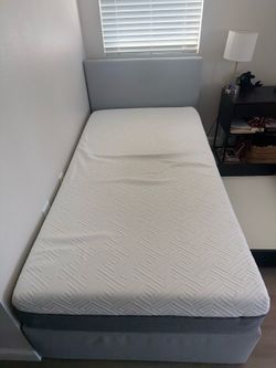 Twin Upholstered Storage Bed Frame w/ Mattress & 2 Drawers