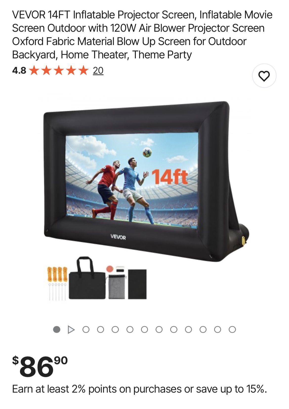 VEVOR 14FT Inflatable Projector Screen for outdoor use.