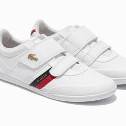 NEW Lacoste Kids White Velcro Sneakers – USA Size 8 