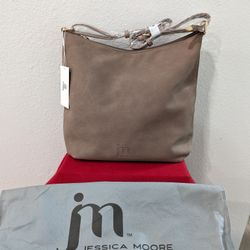 Jessica Moore Suede Hobo Bag Fawn Women Shoulder Bag Crossbody Purse Medium Size NEW 