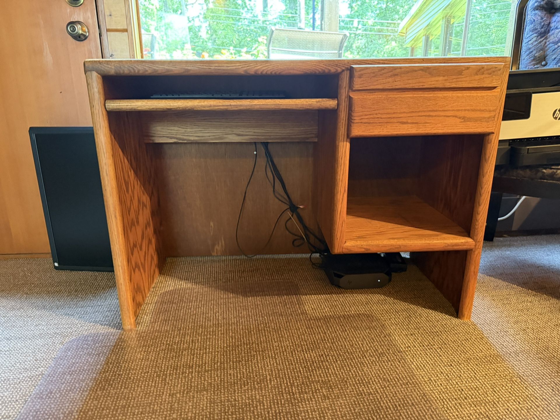 Wood Desk with Keyboard Tray – $25