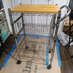 Rolling Kitchen Organizer Cabinet With Cutting Board