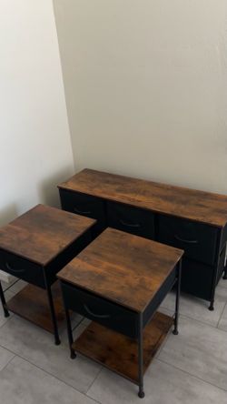 Two nightstands and a bed-end bench
