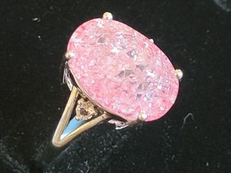 Red Crackled Quartz/White Topaz Ring