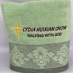 European Flower Fashion Soft Cotton Embroidery Beach Bath Towel 54 x 26 Inches (Green)