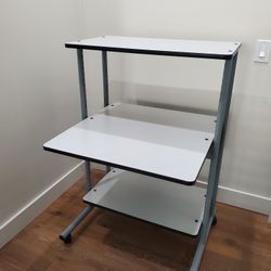 Computer Desk With Printer Shelf And Locking Wheels 