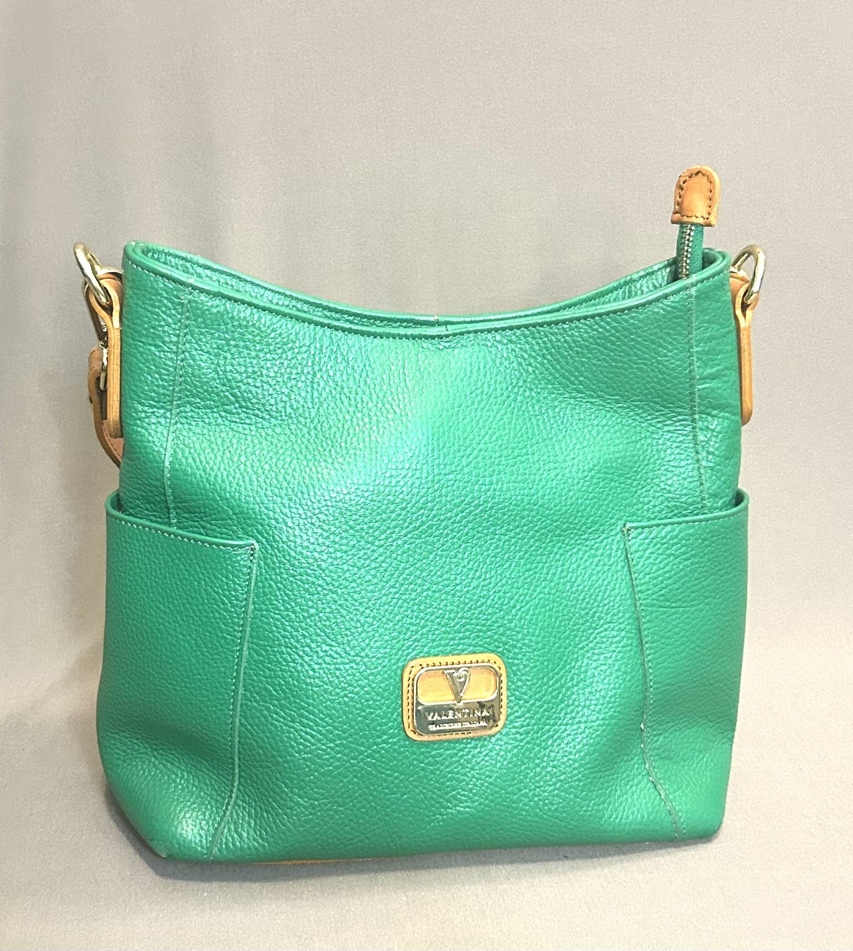Valentina Green Leather Hobo Purse