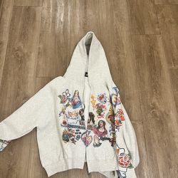 Light Grey “Risen King” hoodie XL Cropped