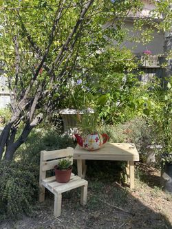 Small Plain Table and Chair Set