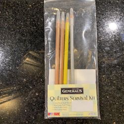 4-Count General’s Quilters Pencils: Light Grey, White, Yellow & Silver