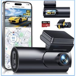 GKU D600 Dash Cam 4K Front 1080P Rear Camera Nightvision 64G SD Card