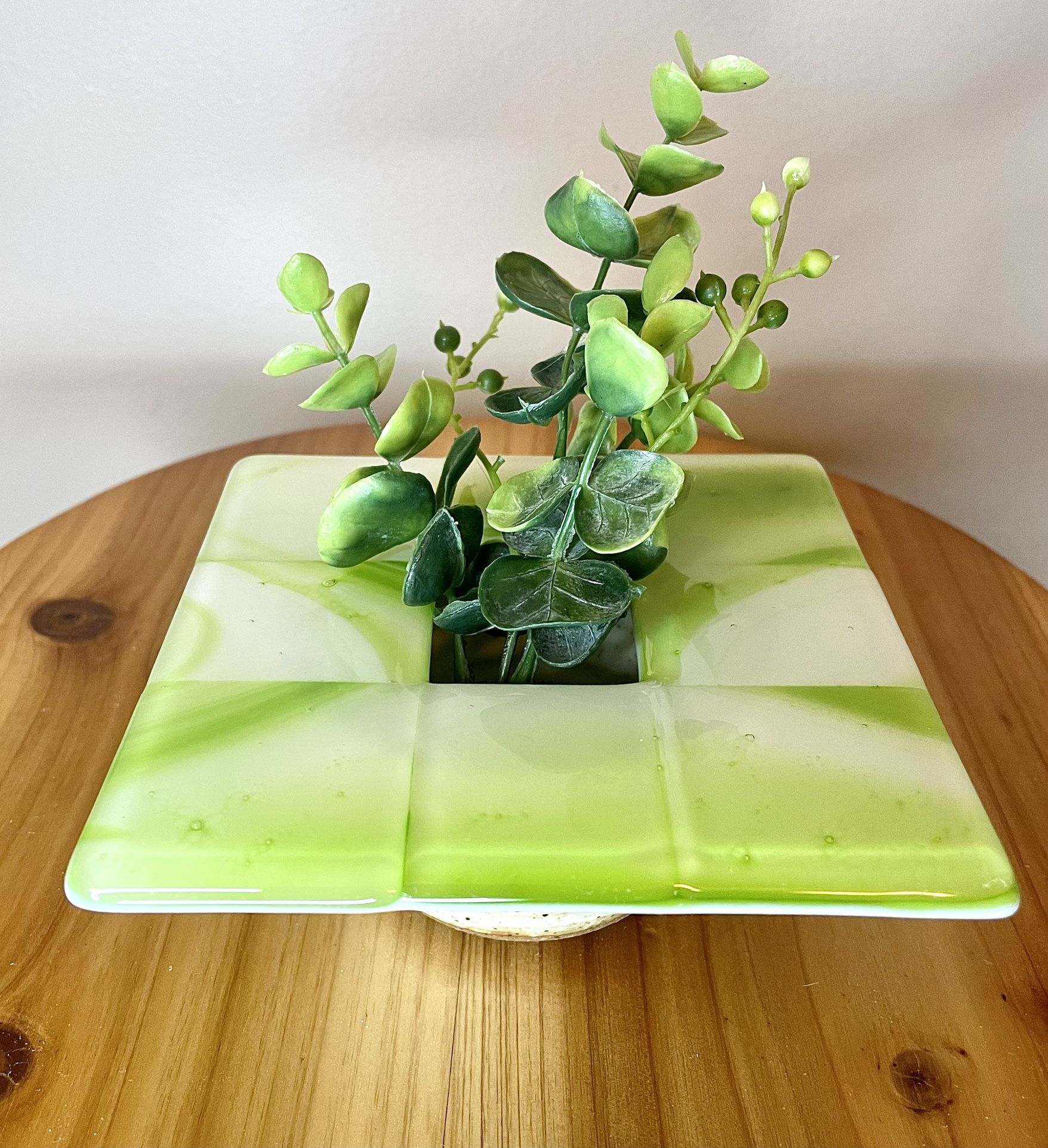 Unique Stunning Ikebana Vase/Flower Frog Studio Pottery MCM Ceramic Tile Top