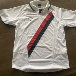 Small Nike S Soccer Jersey Fast Ship Men’s Black White Red Y2K Collared Jersey 