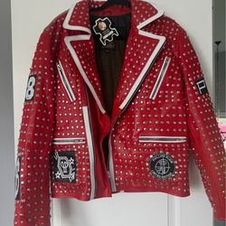 Genuine leather Red  biker Jacket