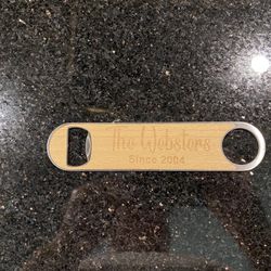 The Webster's Since 2004 Metal Beer Bottle Opener Stainless Wood Look