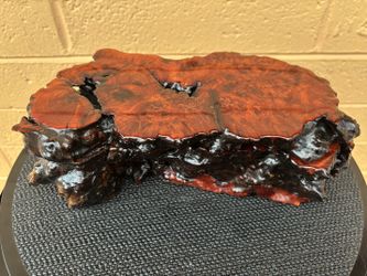 Mid-sized Vintage Live Edge Burl Wood Swivel Top Trinket Box - Mid Century Rustic