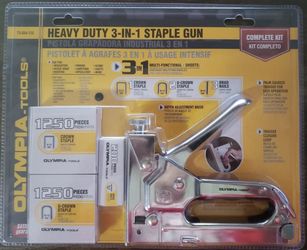 Olympia Tools 3 in 1 Heavy Duty Staple Gun Complete Kit with 1700 Pieces - New