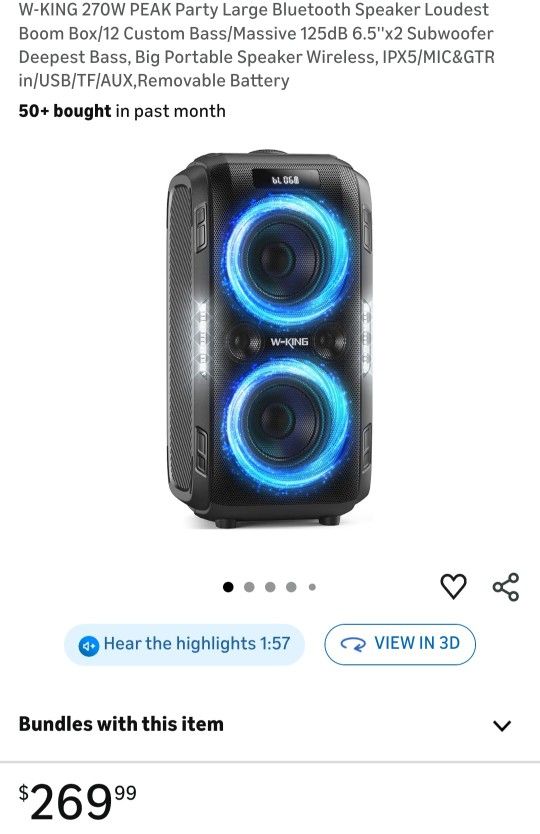 W-king T9-pro 270W PEAK Party Large Bluetooth Speaker 