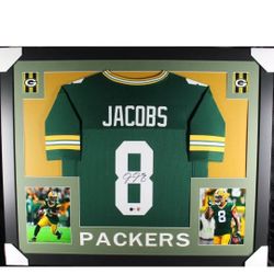 Greenbay Packers Josh Jacobs Autographed Framed Jersey 