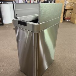S AFSTAR Slim Kitchen Trash Can with Wing Lids, 13.2 Gal Automatic Sensor Garbage Can, Stainless Steel Trash Bin, Hand-Free Infrared Motion Sensor Was