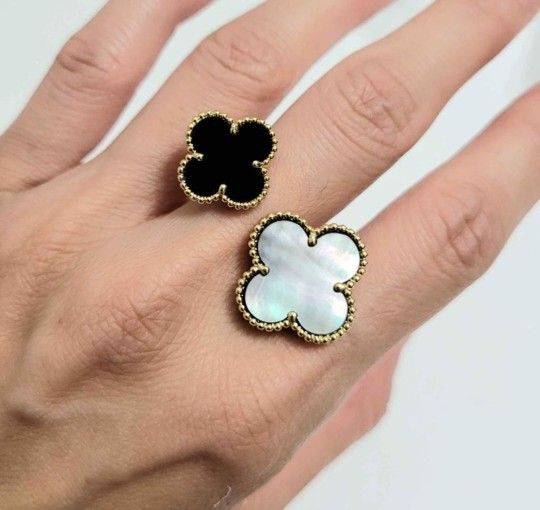 Gold With Pearls Floral Flower Cuff Between Fingers Ring Size 8 9 10