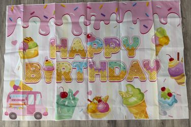 Ice Cream Birthday Backdrop & Tablecloth