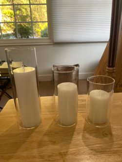 Hurricane glass and candles. New