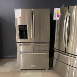 Brand New Scratch And Dent KitchenAid Stainless Steel Five Door Refrigerator‼️