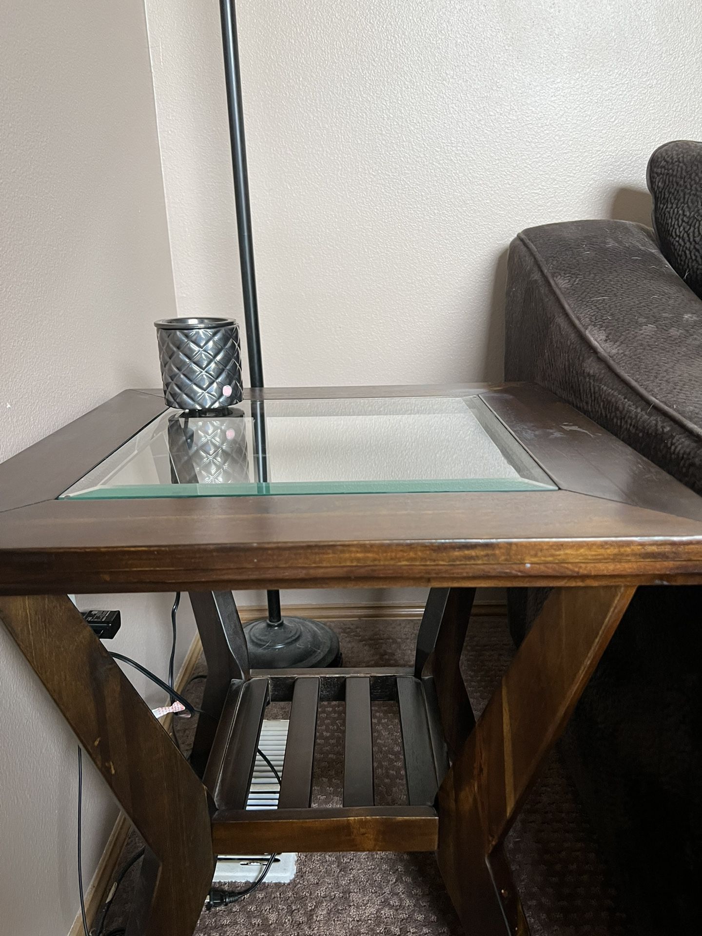 Set Of 2 Glass Top End Tables 