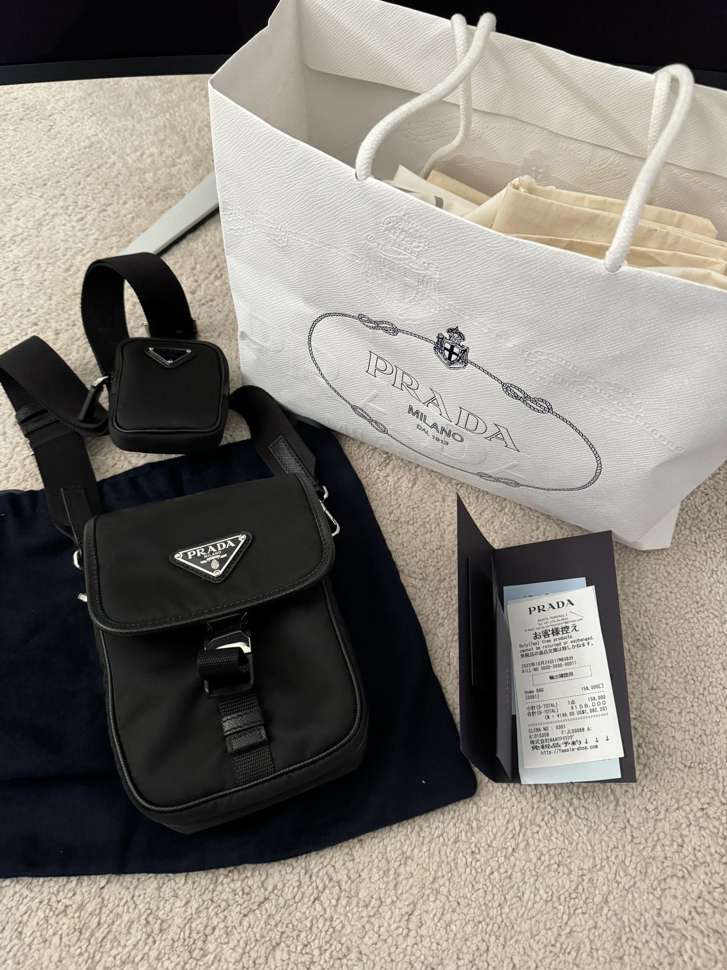 Prada Re-Nylon and Saffiano Leather Shoulder Crossbody Bag